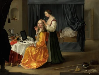 Dame à sa toilette